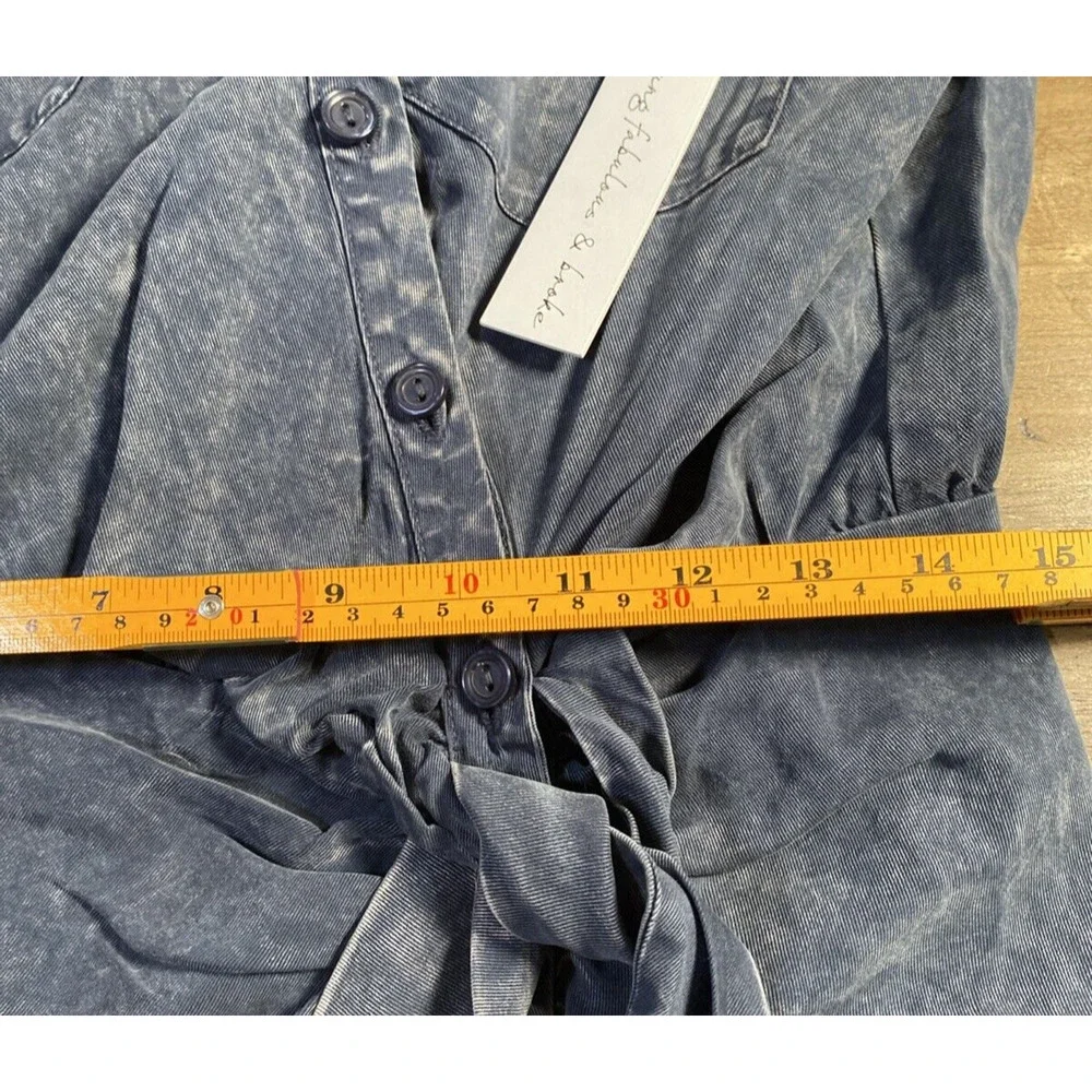Young Fabulous & Broke Shirt Dress NWT Sz Large Tencel Ruched button front Blue